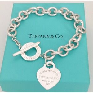 Tiffany & Co Sterling Silver Heart Tag Bracelet Authentic Return to Tiffany